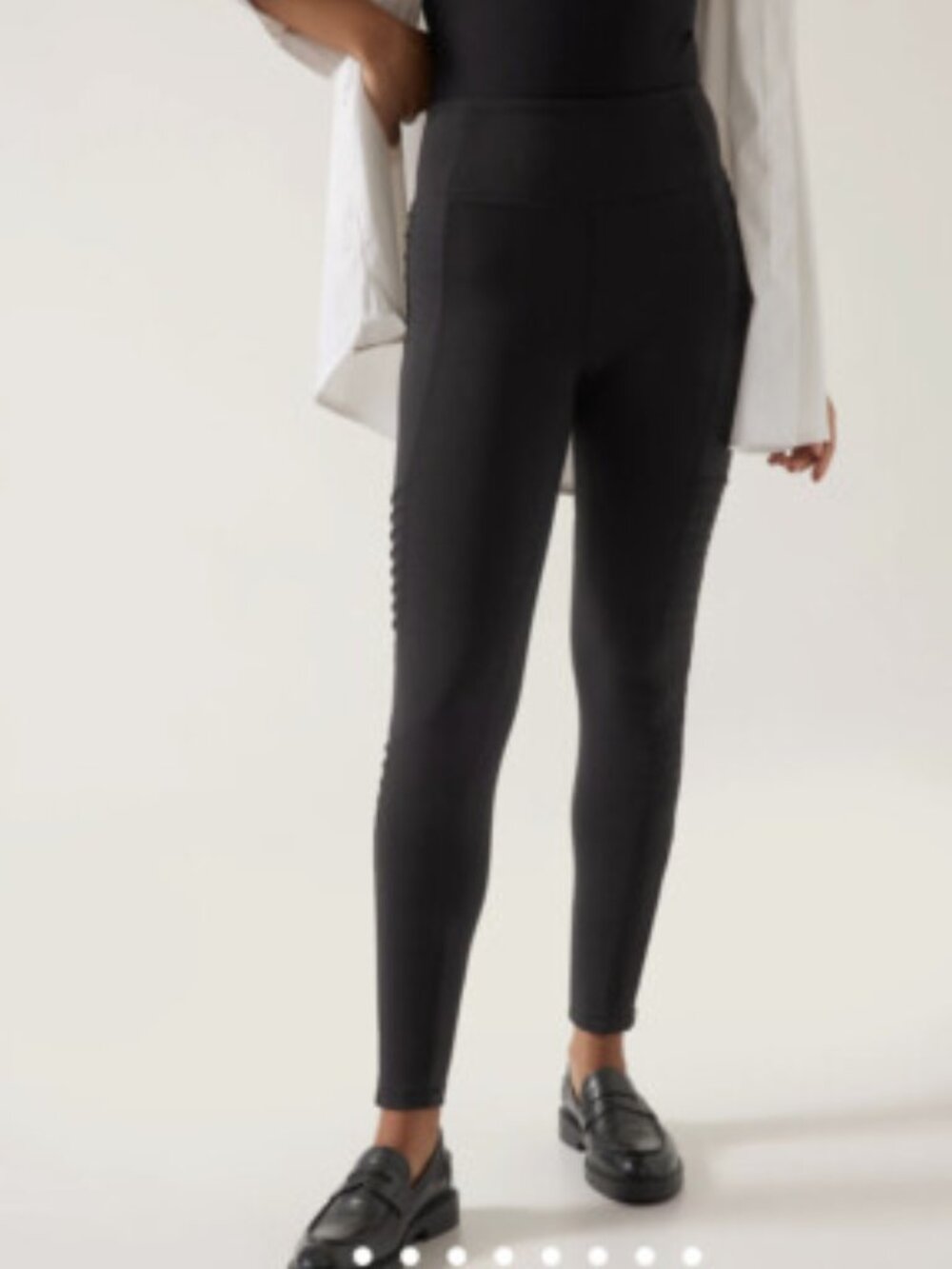 Athleta Delancey Tight High-Waist Black Moto Zip Ankle Pullon Stretch Women's S